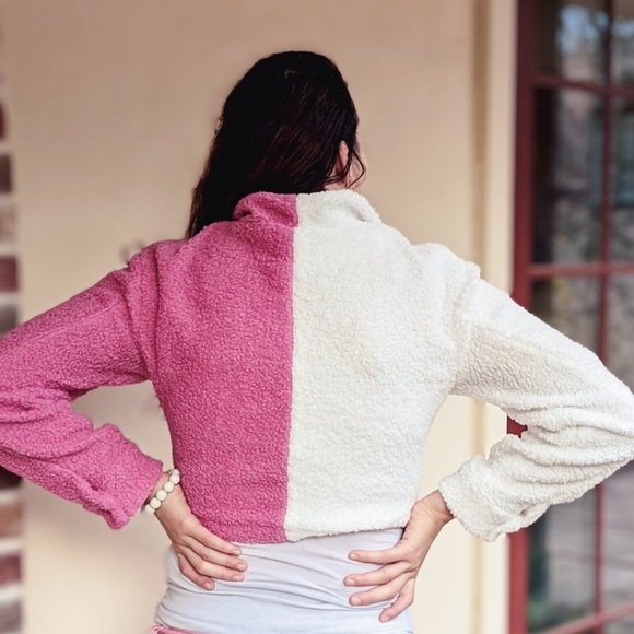 NWT Y2K Winter Color Block Cropped Coat S: Small-Medium - Picture 6 of 8